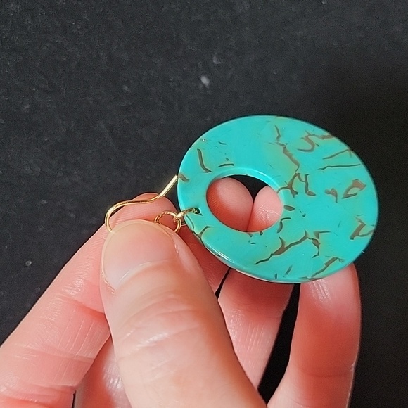 Blue and Brown Dangle Earrings - Picture 3 of 3